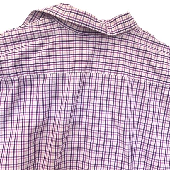 Lands' End Button Up Shirt 16P Purple Plaid Womens Oxford Short Sleeve Summer - Picture 6 of 9